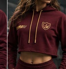 Women's Crop Hoodie — Gold Accent